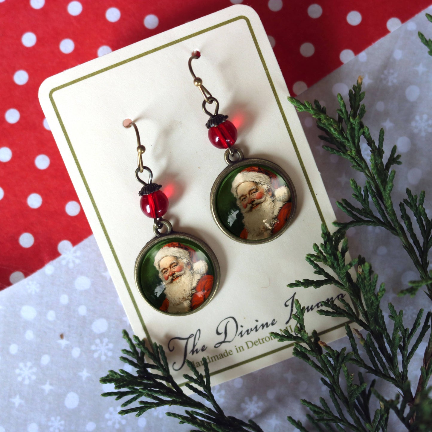 Victorian Santa Claus Christmas Earrings