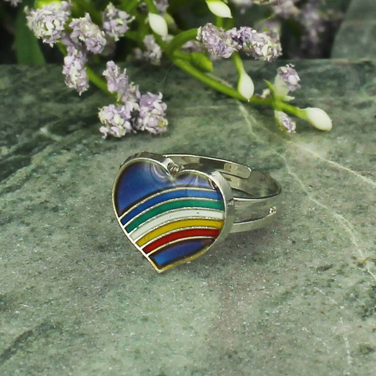 Rainbow Heart Mood Ring