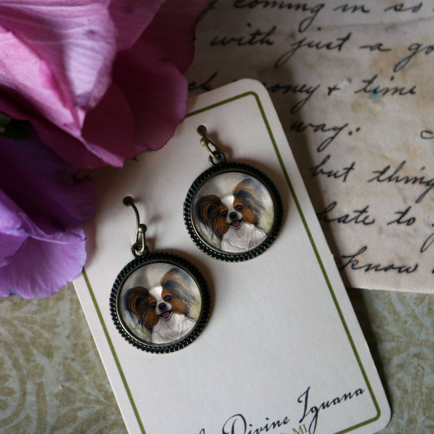 Papillon Dog Earrings