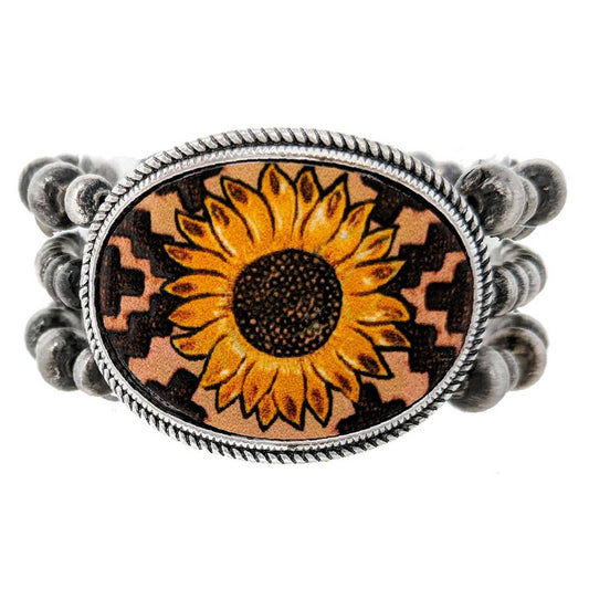 Western Vintage Sunflower Beaded Bracelet