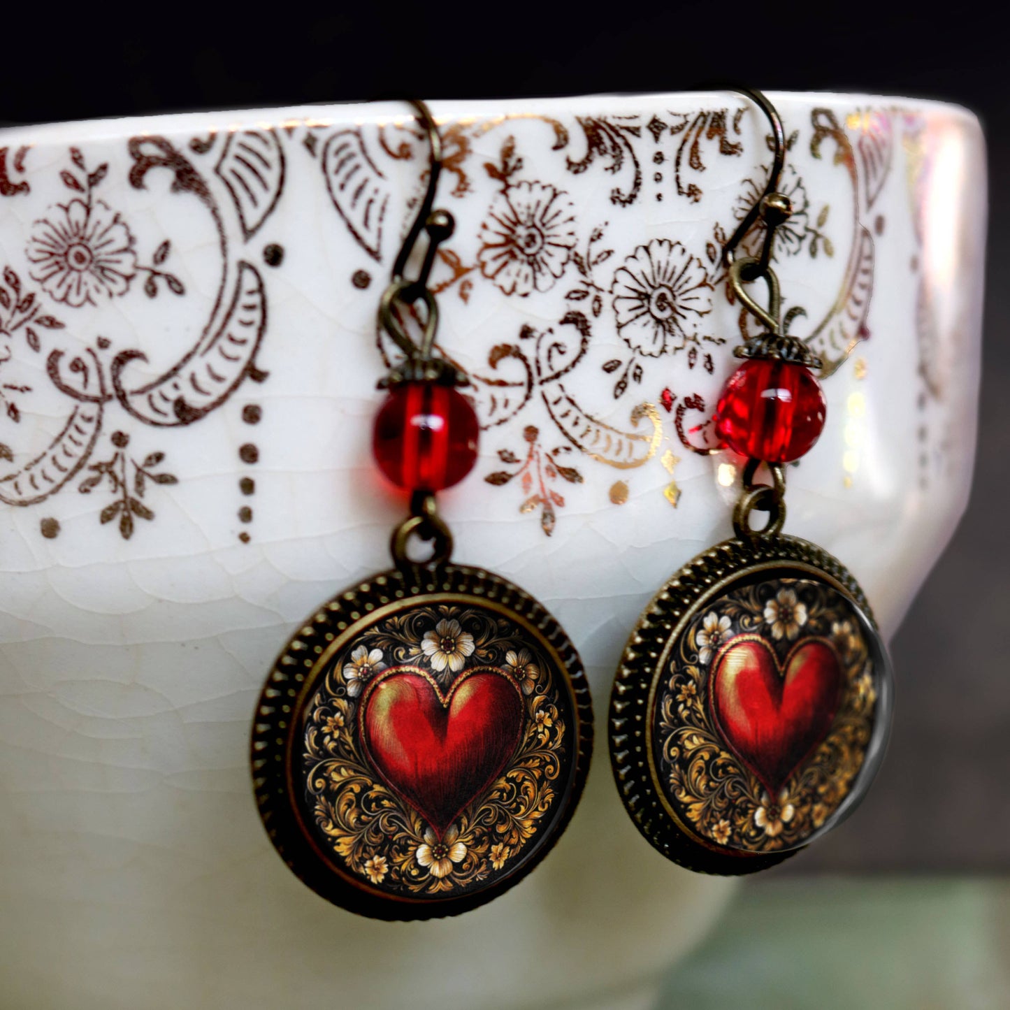 Ornate Heart Earrings
