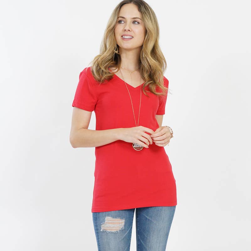 Red V-Neck Tee