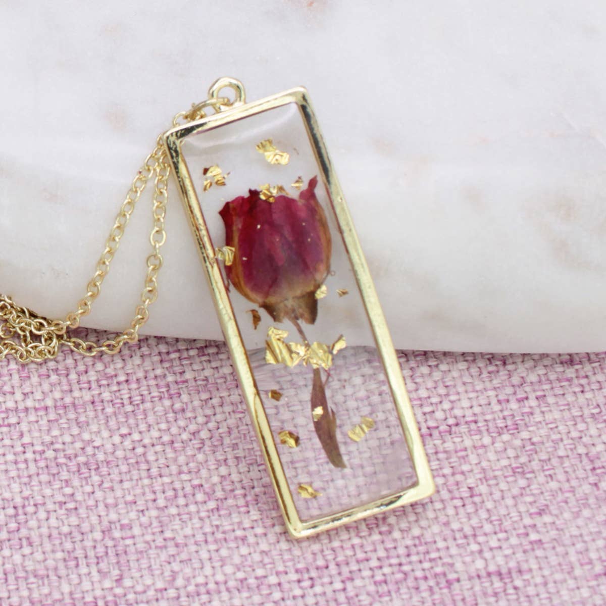 Red Dried Flower Necklace