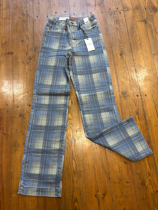 Judy Blue Vintage Plaid Straight Jeans