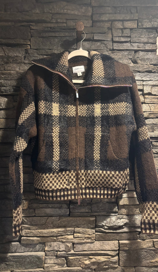 A High Neck Plaid Sweater