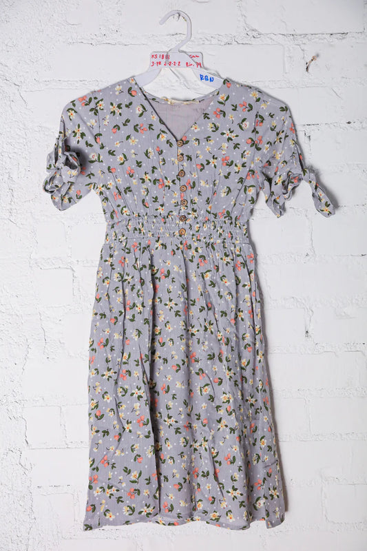 Kids Cloud Floral Smock Waist Dress