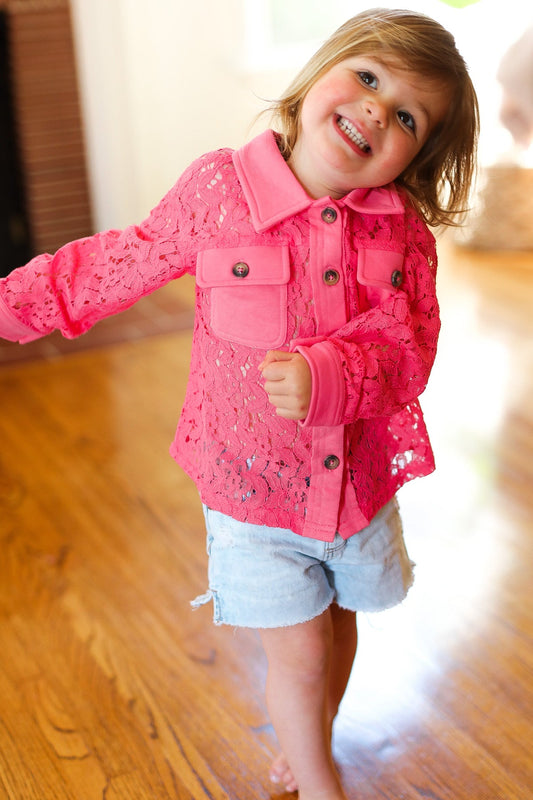 Kids Pink Lace Jacket