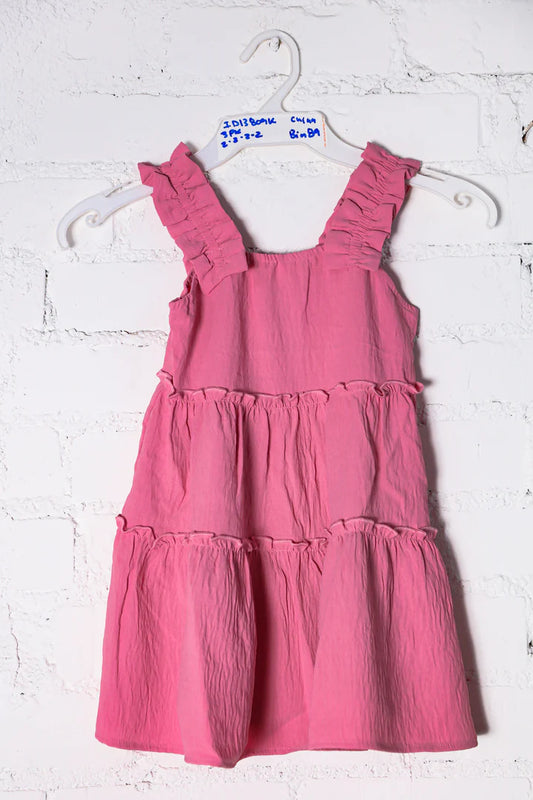 Kids Mauve Tiered Woven Dress