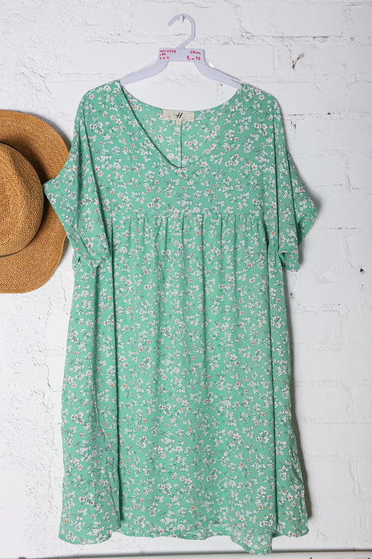 Mint Floral Dress with Pockets