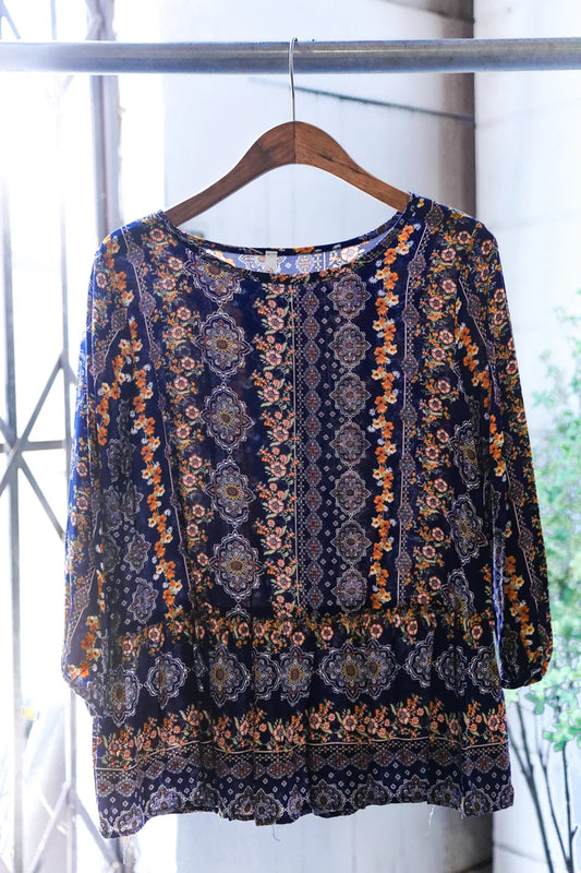 Navy Boho Top