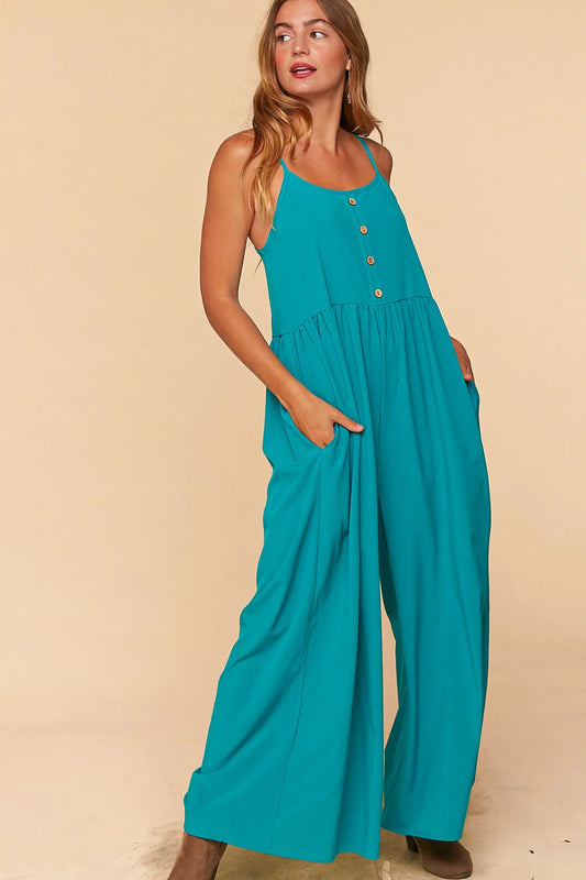 A Teal Woven Jumpsuit