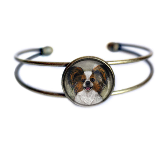 Papillon Glass Cabochon Cuff Bracelet