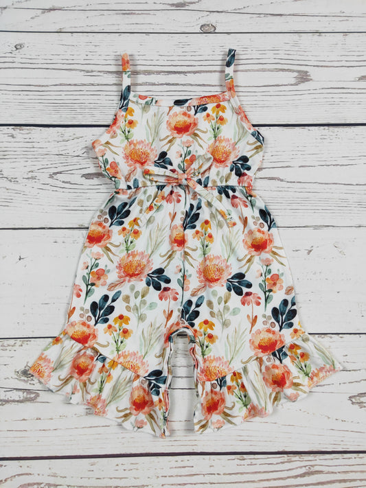 Kids Floral Jumpsuit With Ruffle