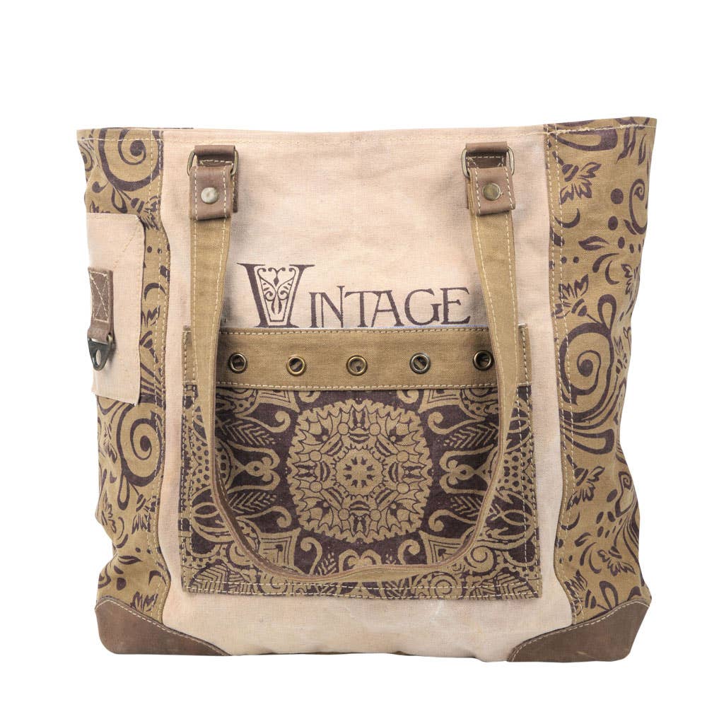 Vintage Flower Canvas Tote