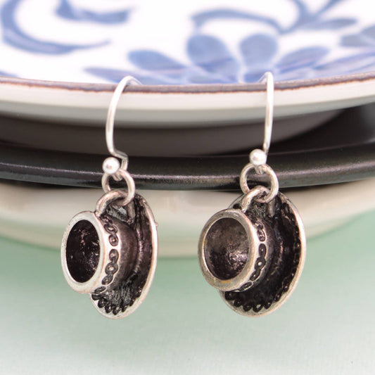 Silver Tea Cup Earrings