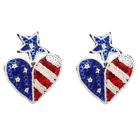 USA Flag Heart Earrings