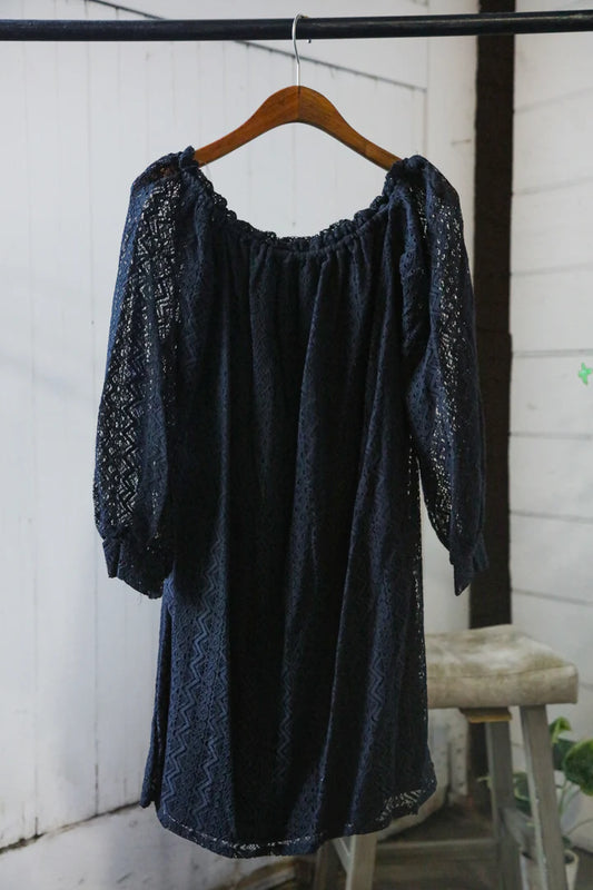 Black Lined Crochet Dress