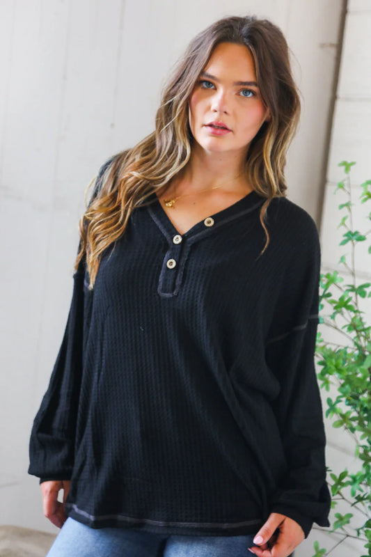 Black Thermal Button Top