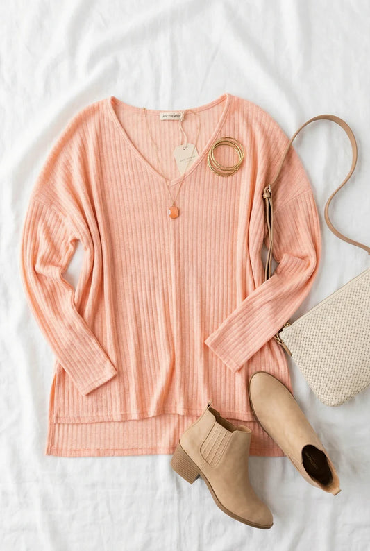 Blush Ribbed Blouse
