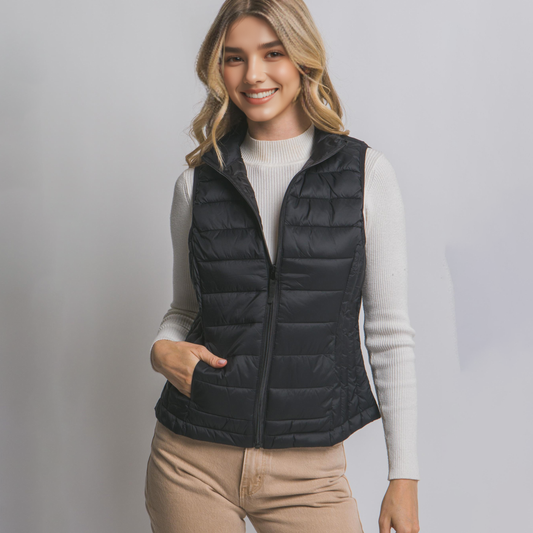 Black Packable Puffer Vest