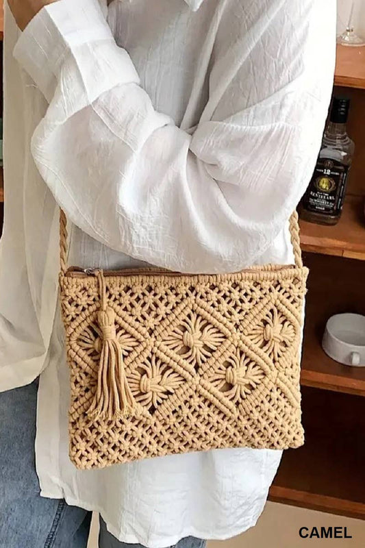 Bohemian Tassel Crochet Shoulder Bag