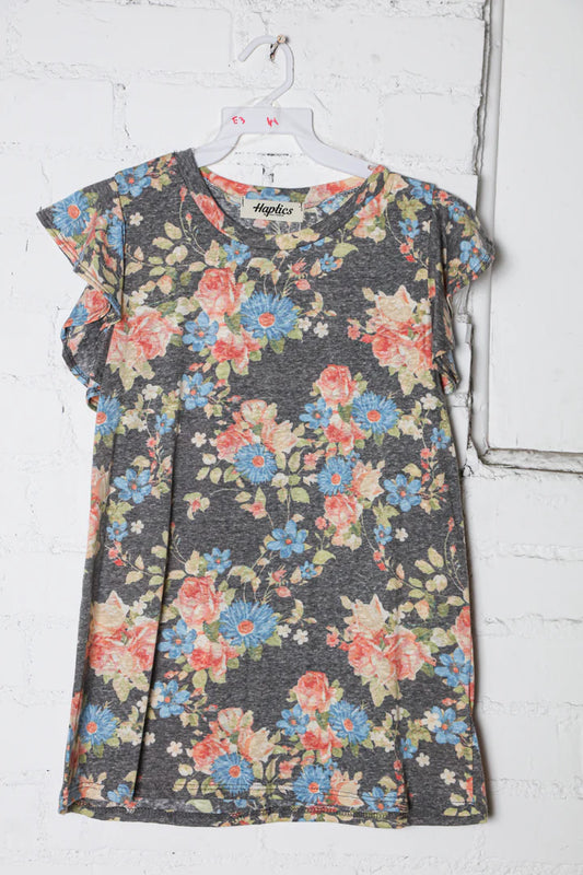 Charcoal Floral Print Top