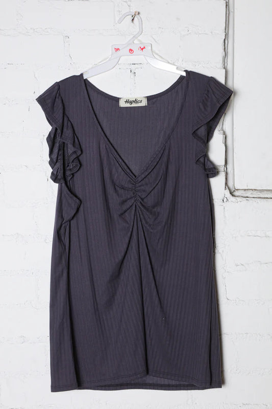 Charcoal Sleeveless Rib Top
