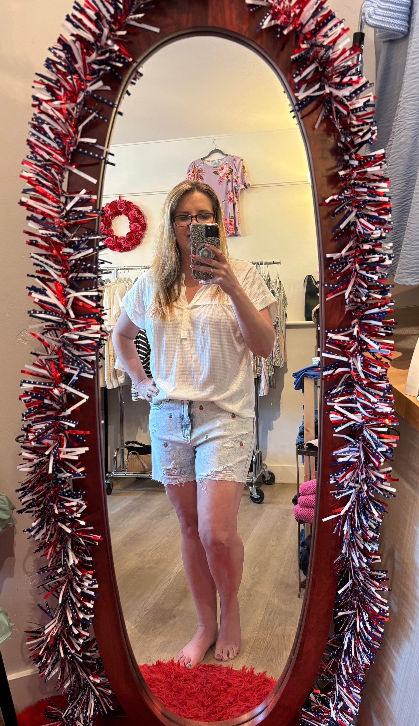 Judy Blue Cherry Embroidery Shorts