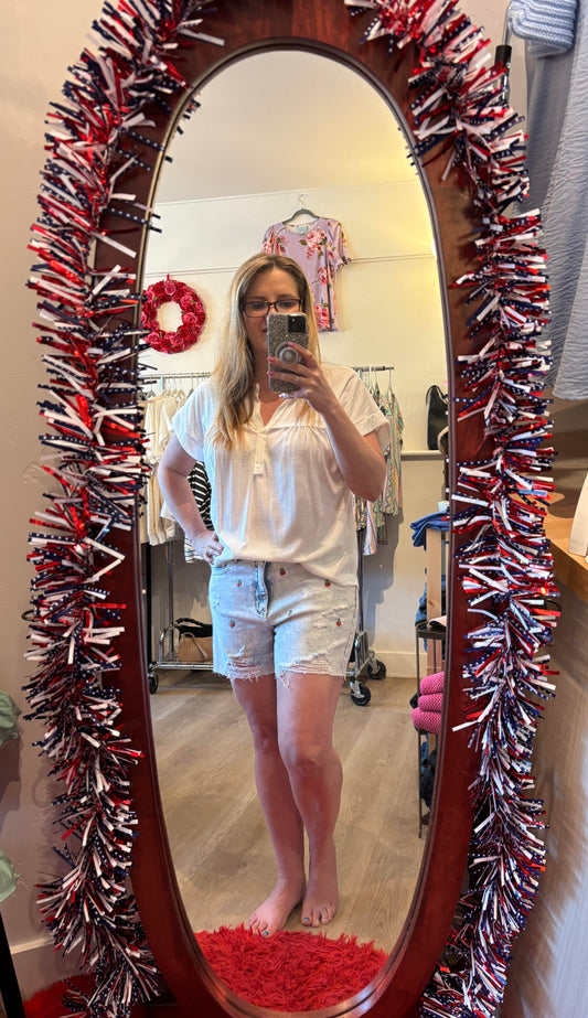Judy Blue Cherry Embroidery Shorts