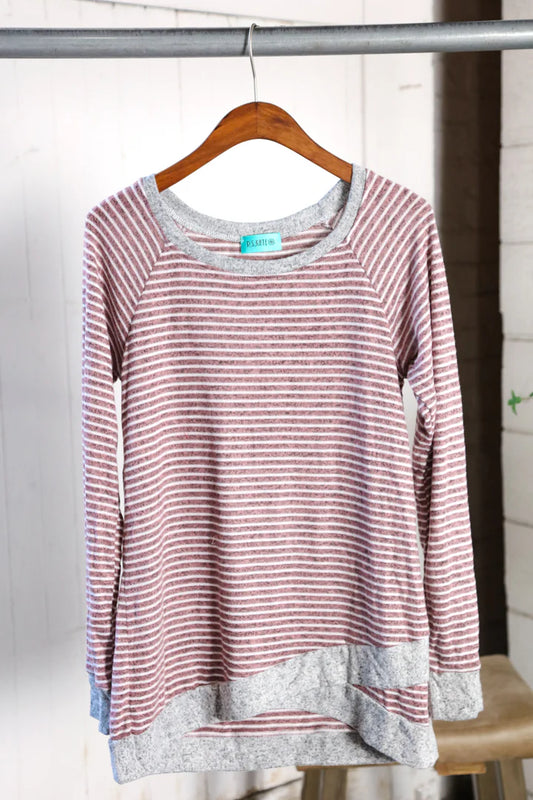 Cozy Multi Striped Grey Top