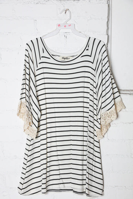 Crochet Lace Striped Top