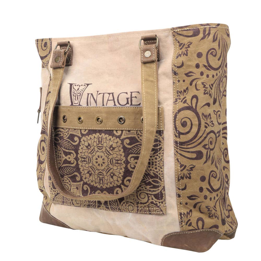 Vintage Flower Canvas Tote