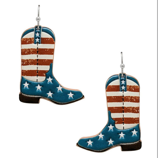 USA Boot Leather Earrings