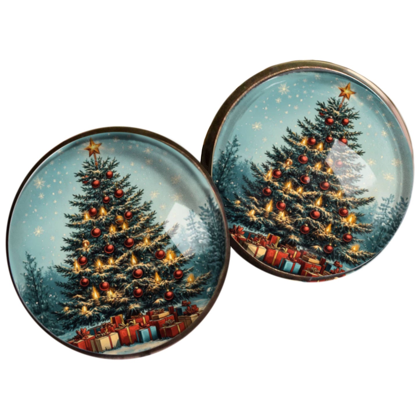 Victorian Christmas Tree Stud Earrings