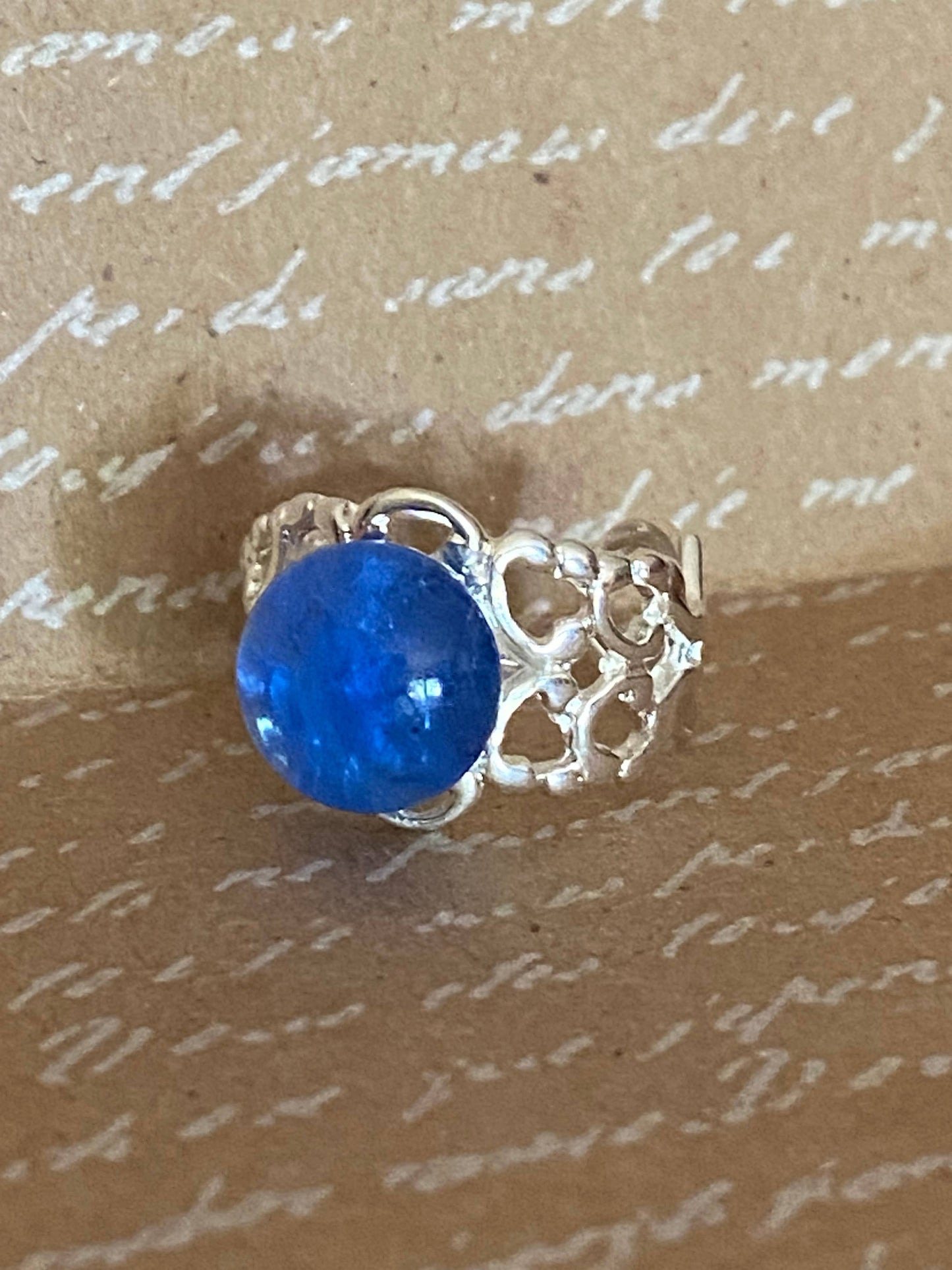 Cobalt Depression Glass Adjustable Ring