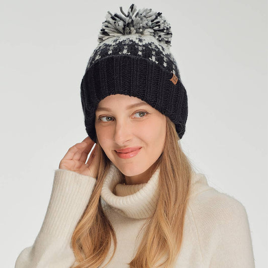 Geometric Pattern Knit Beanie