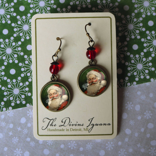 Victorian Santa Claus Christmas Earrings