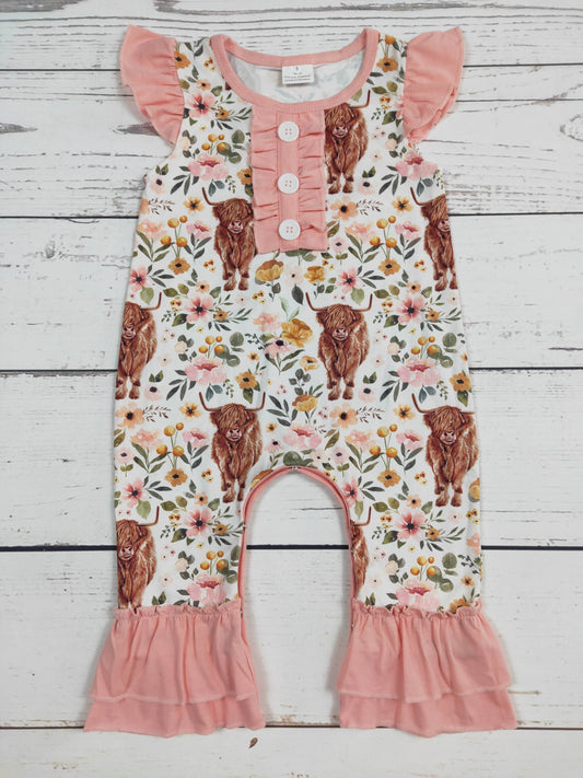 Baby Floral Cow Romper