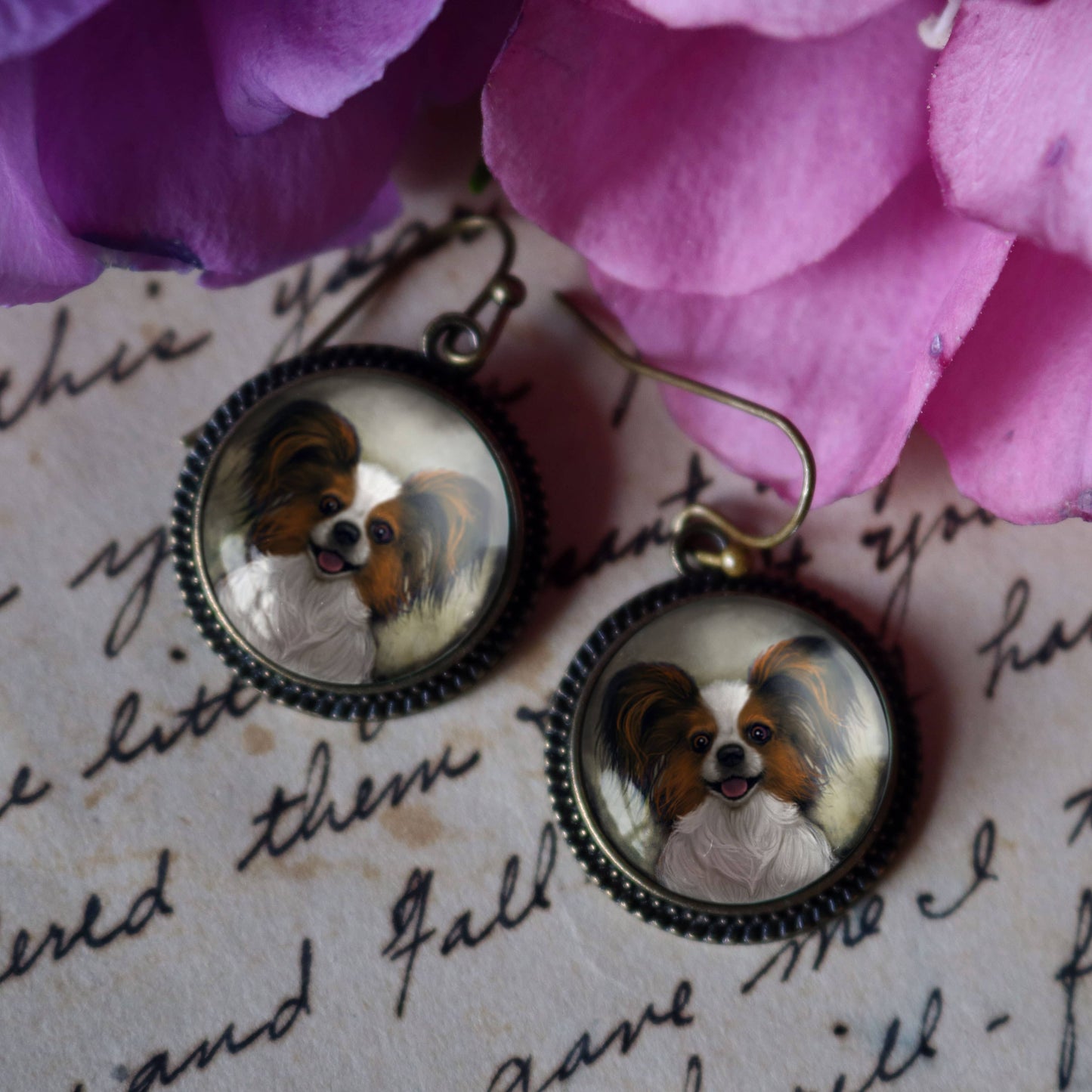 Papillon Dog Earrings