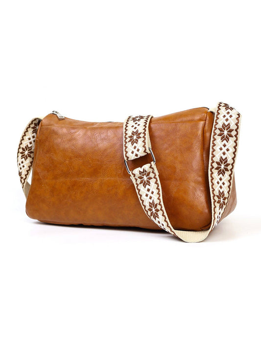 Brown Zipper Crossbody Bag