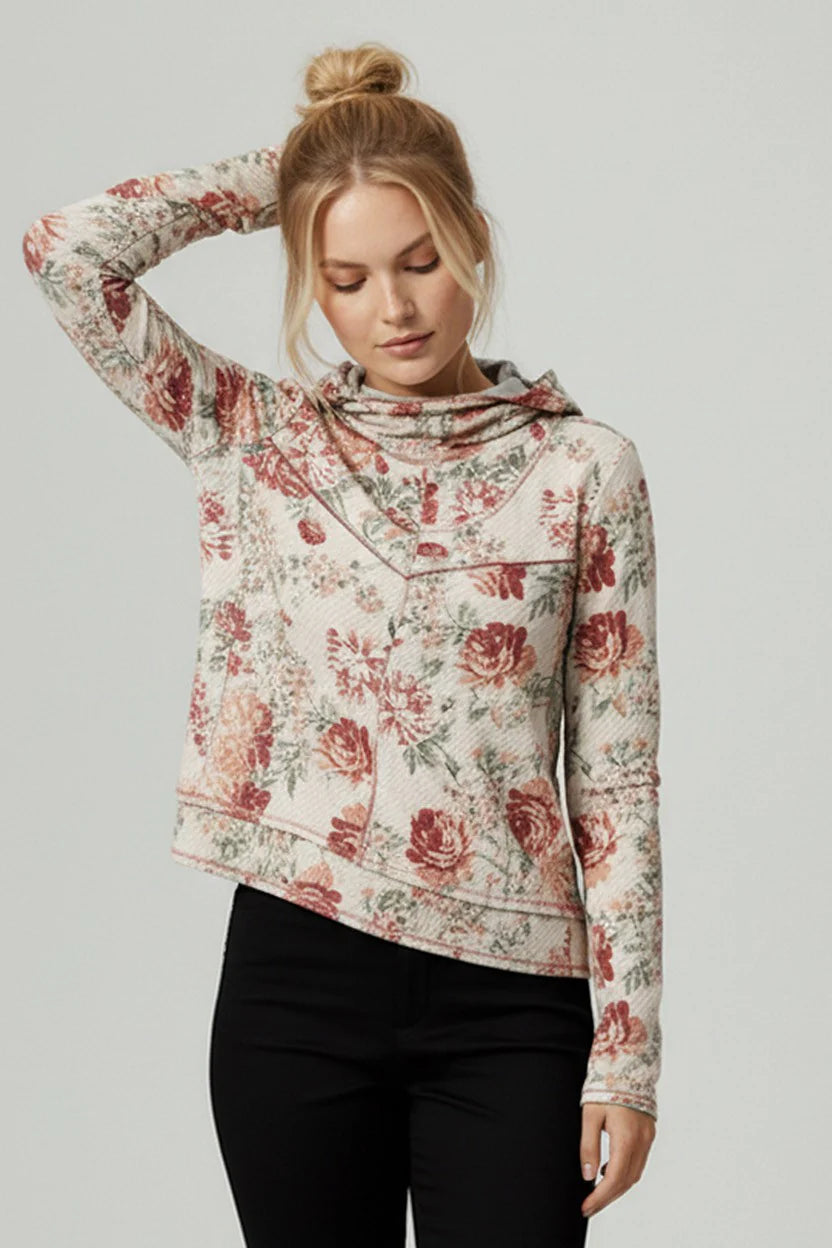 A Floral Long Sleeve Hoodie