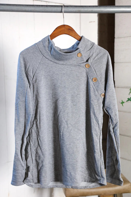 Grey Button Pullover