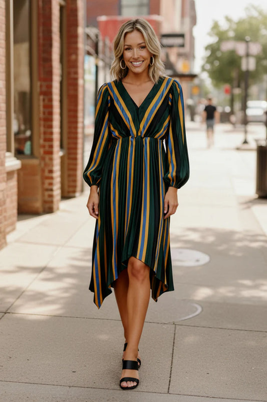 Hunter Green Stripe Dress