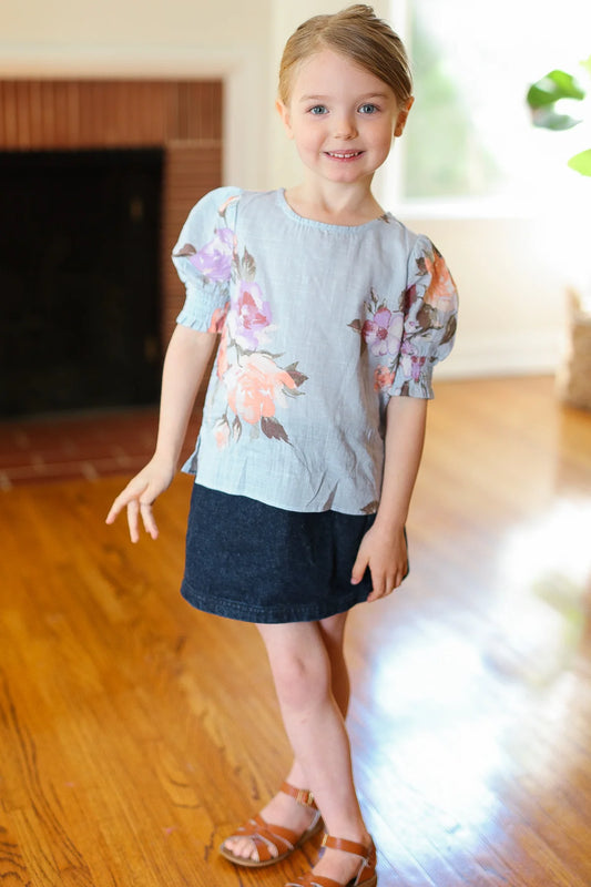 Kids Blue Floral Top