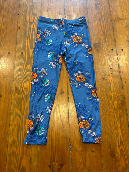 Kids Denim Blue Floral Leggings