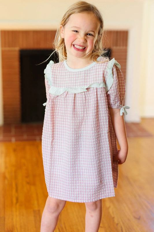 Kids Purple Gingham Dress