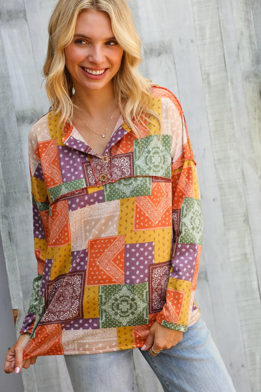 Multi Patchwork French Terry Top