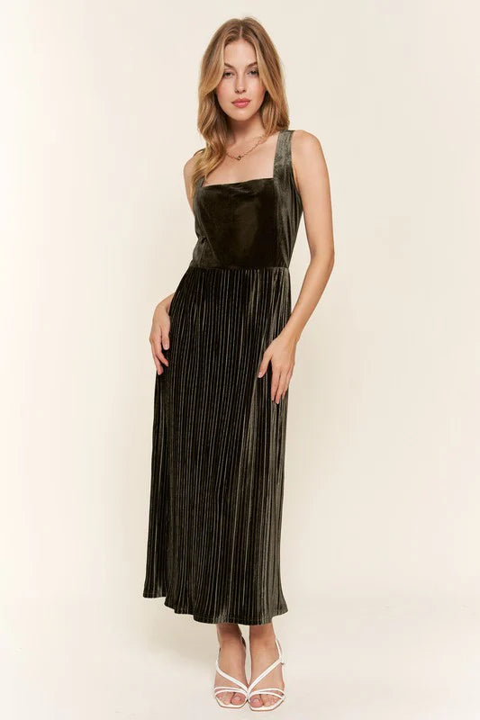 Olive Velvet Holiday Maxi Dress