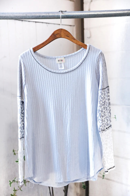 Blue Animal Sleeve Top