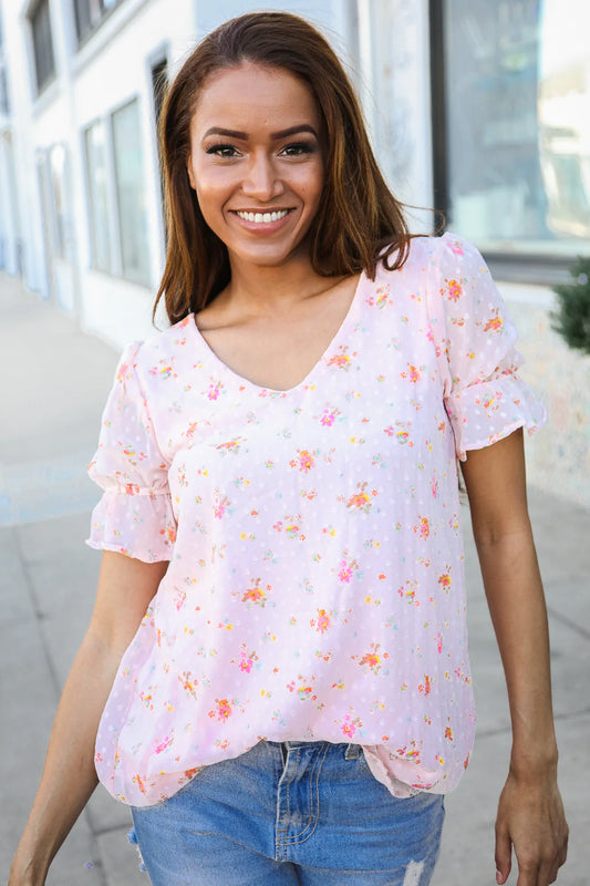 Pink Floral Lined Top